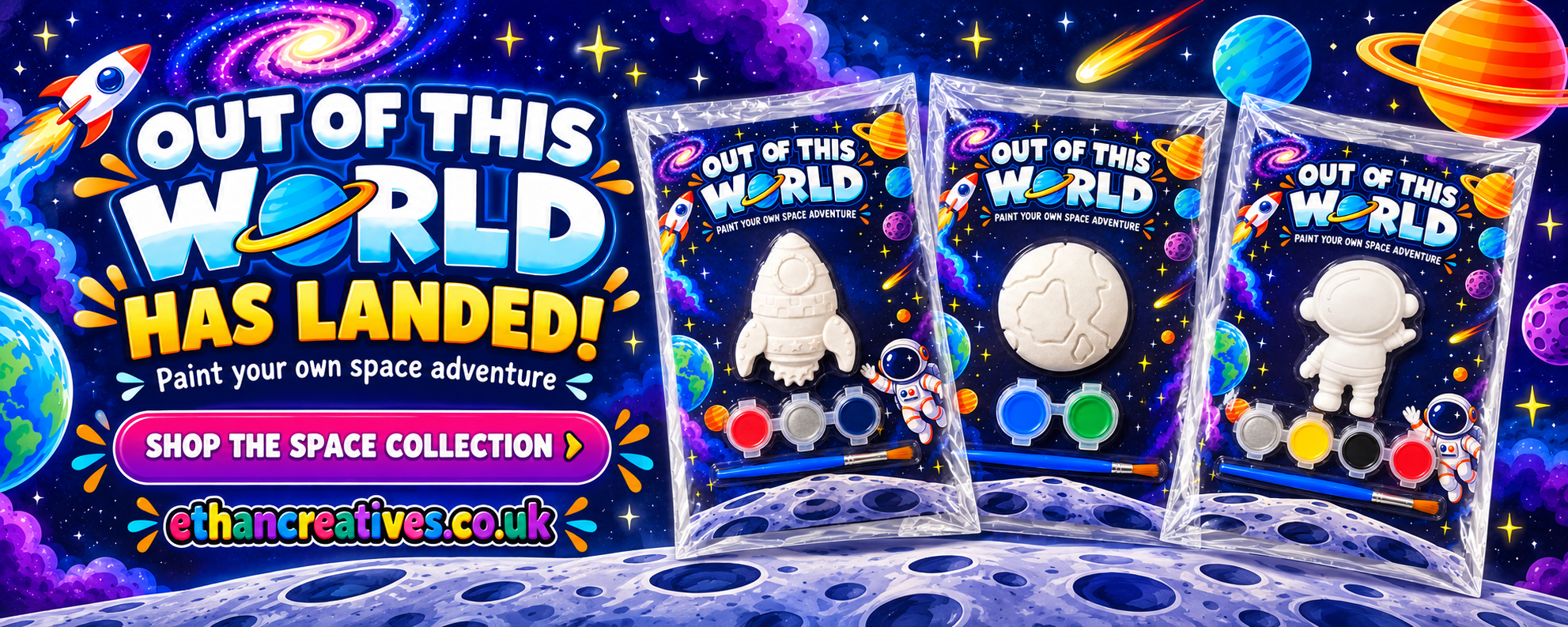 Out of This World has landed – paint your own space adventure plaster kits